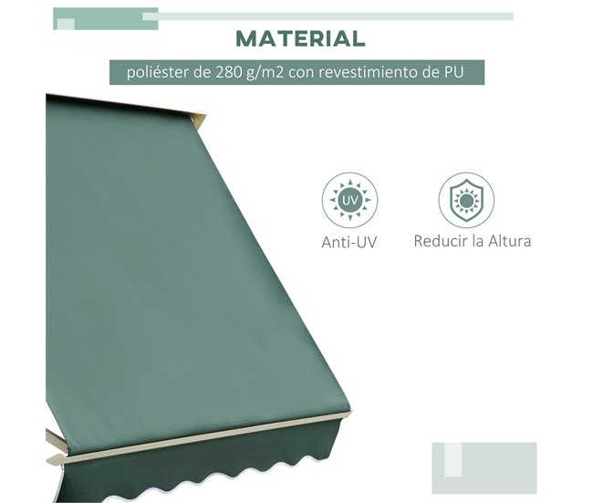Toldo Manual Retrátil Aluminio e Poliéster Outsunny 180x70 Verde