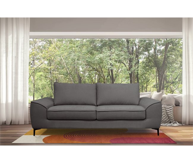 Sofá 3 lugares fixo BOSCO Cinza Escuro