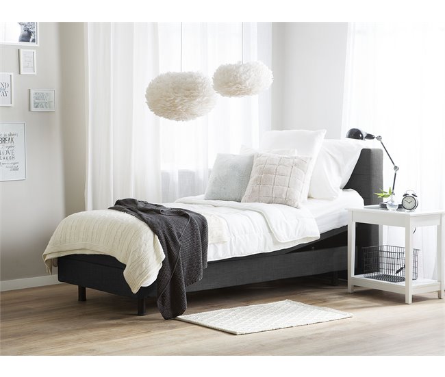 Beliani Cama ajustável Poliéster DUKE 82x216 Cinza Claro