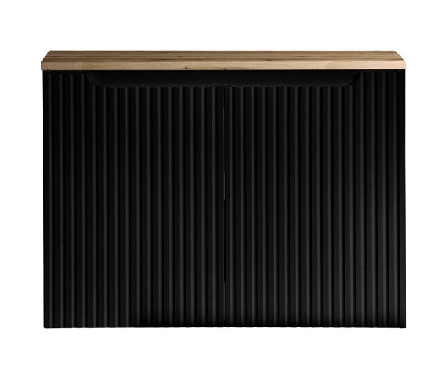 Móvel de casa de banho para lavatório Newport com 2 portas 80 Preto/ Madeira