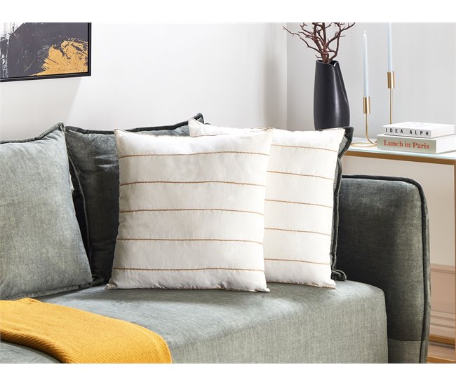 Beliani Almofada decorativa MILAS Branco