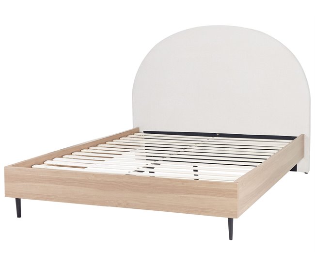 Beliani Cama com estrado Poliéster MILLAY 176x211 Branco/ Bege