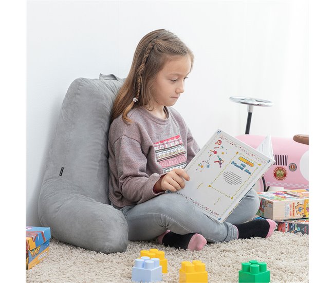 Almofada de Leitura com Apoios para os Braços Cinza