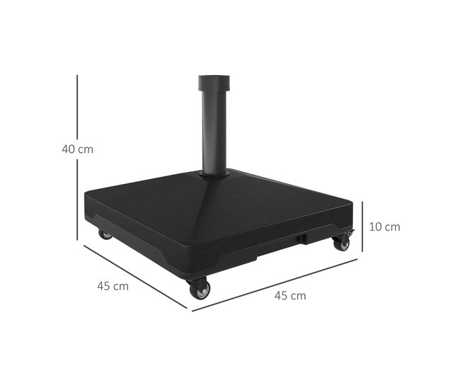 Base para Chapéu de Sol HDPE e Aço Outsunny Preto