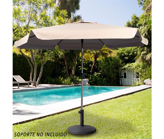 Aktive Guarda-sol de jardim grande hexagonal basculante marfim 230 cm UV50 Bege