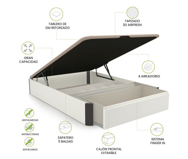 Sommier rebatível luxo S-Max 3D 135x190 Branco/cinza