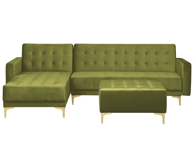 Beliani Sofá-cama Veludo ABERDEEN Verde