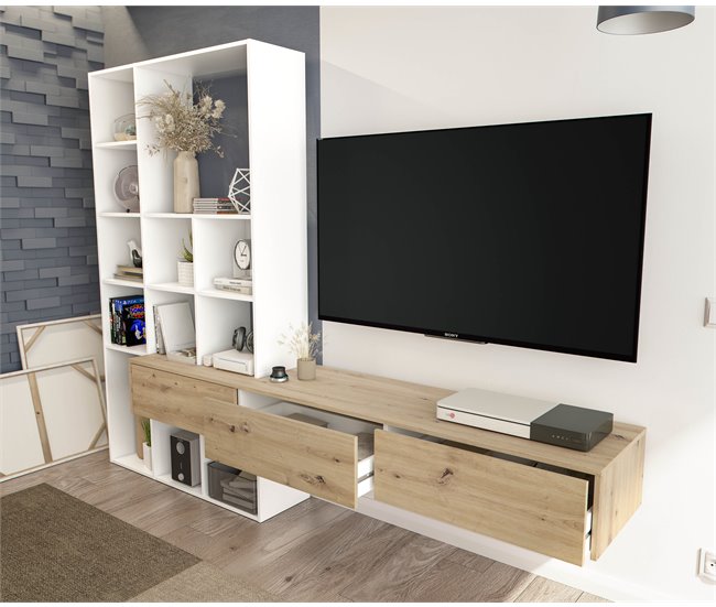 Compacto de TV LIFE 226 cm branco/ carvalho Branco/ Madeira