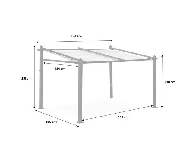 Tenda de jardim de parede, pérgula de alumínio Murum , 355x290 Branco