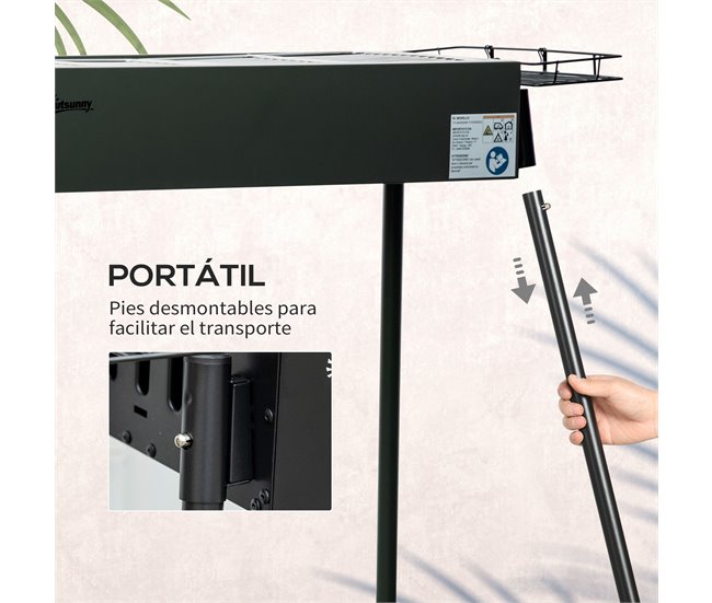 Barbecue a Carvão Aço Inoxidável e Metal Galvanizado Outsunny Preto