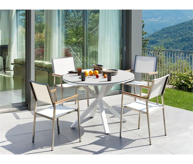 Beliani Conjunto de refeição MALETTO/GROSSETO Branco/cinza