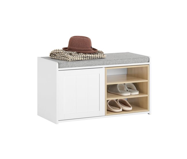 Banco de sapatos com 1 porta SoBuy FSR109-WN 80 Branco