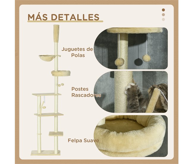 Arranhador para Gatos Aglomerado, Pelúcia e Sisal PawHut Cru