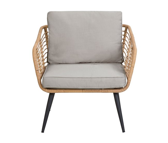Beliani Conjunto lounge Ratan sintético CORINTH II Cinza Claro