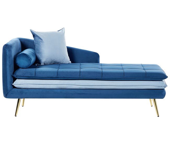 Beliani Chaise longue izquierdo Terciopelo GONESSE Azul Marino