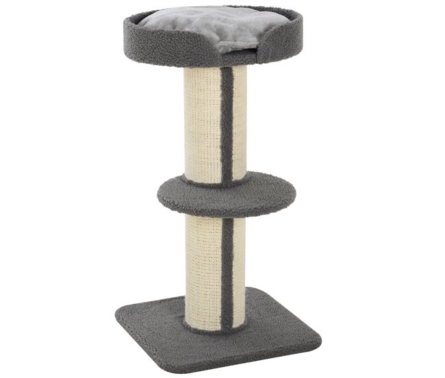 Arranhador para Gatos Aglomerado de Madeira, Poliéster e Sisal Cinza