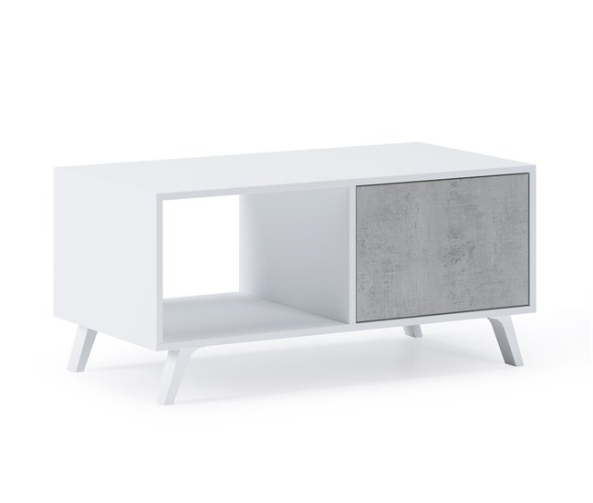  Mesa de centro para sala de estar - 45 x 92 x 50 cm 92x50 Branco/cinza