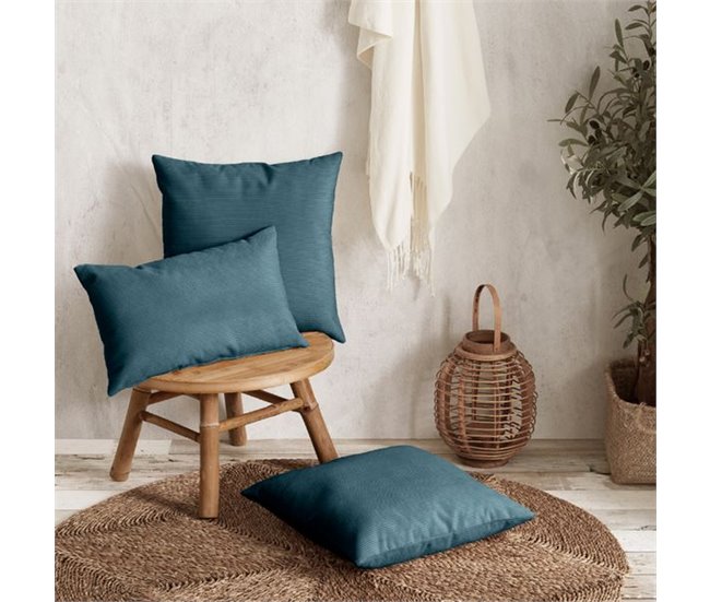 Almofada quadrada de bombazina DUNE Azul