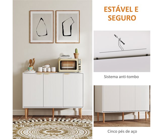 Aparador Melamina de Madeira HOMCOM Branco
