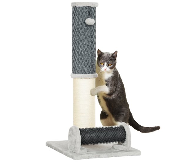 Arranhador para Gatos Aglomerado de Madeira, Poliéster e Sisal Cinza