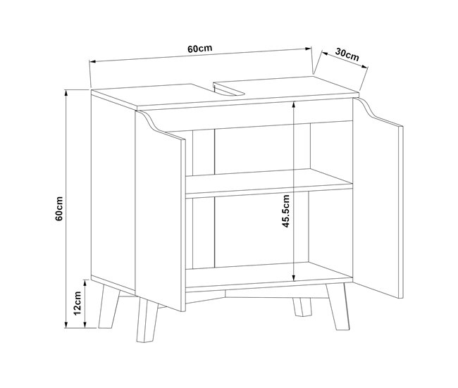 Armário de lavatório Overath MDF Cinza