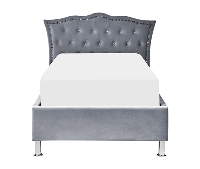 Beliani Cama com armazenamento Veludo METZ 126x217 Bege