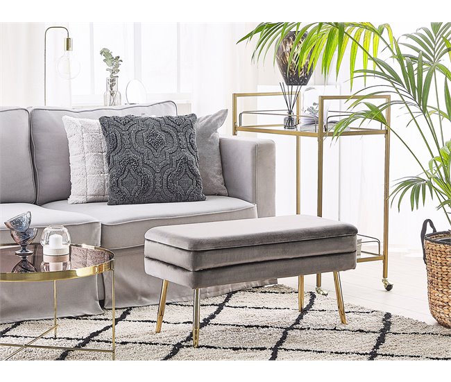 Beliani Tamborete Veludo DURHAM 79x37 Cinza