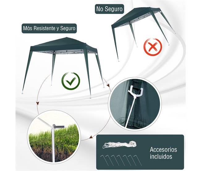 Tenda Dobrável Aço e Tecido Oxford Outsunny 240x240 Verde