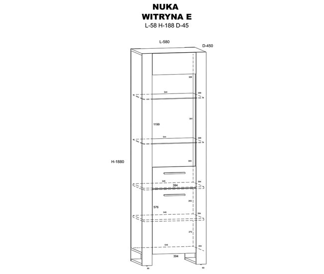 Vitrina de 1 porta Nouka Madeira