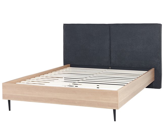 Beliani Cama com estrado Poliéster IZERNORE 187x215 Cinza Escuro