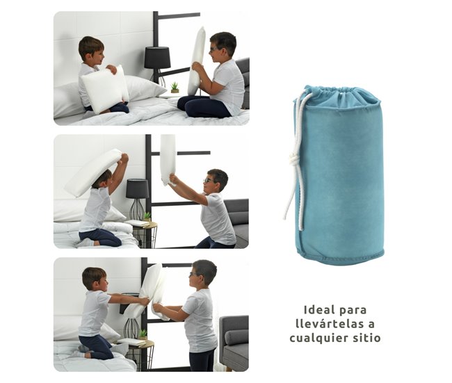 Almohada Viscoelástica Aloe Vera Viaje 30x50cm con Bolsa Transporte 30x50 Branco/cinza