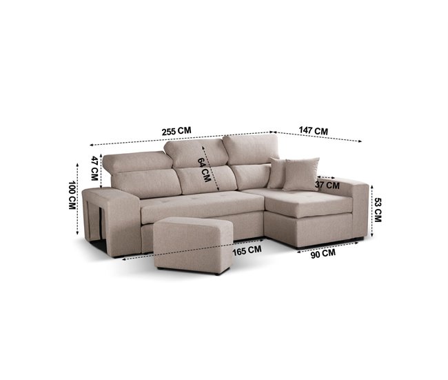 Chaise longue CIRO reversível Bege