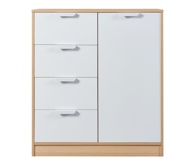Aparador Varkaus com 4 gavetas + 1 porta MDF 80 Carvalho