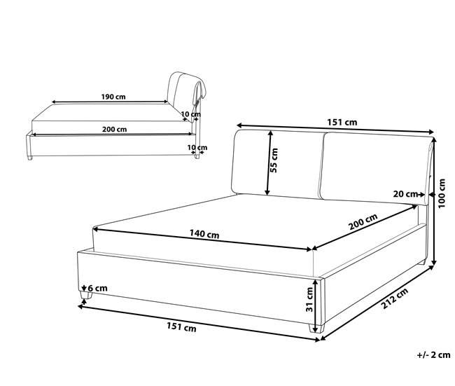 Beliani Cama com estrado Poliéster BELFORT 151x212 Bege