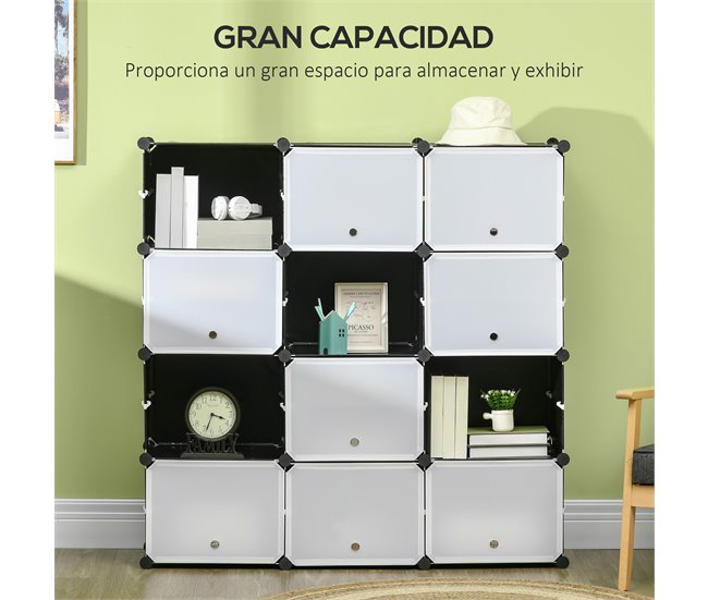 Armário Modular 12 Cubos PP e Aço HOMCOM 125 Branco