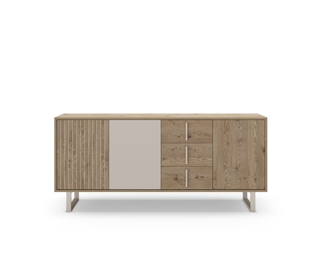 Aparador de 3 portas YAMIL em carvalho e vison Cinza/ Madeira