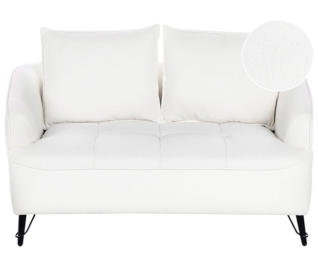 Beliani Sofá de 2 lugares Bouclé HOBRO Branco