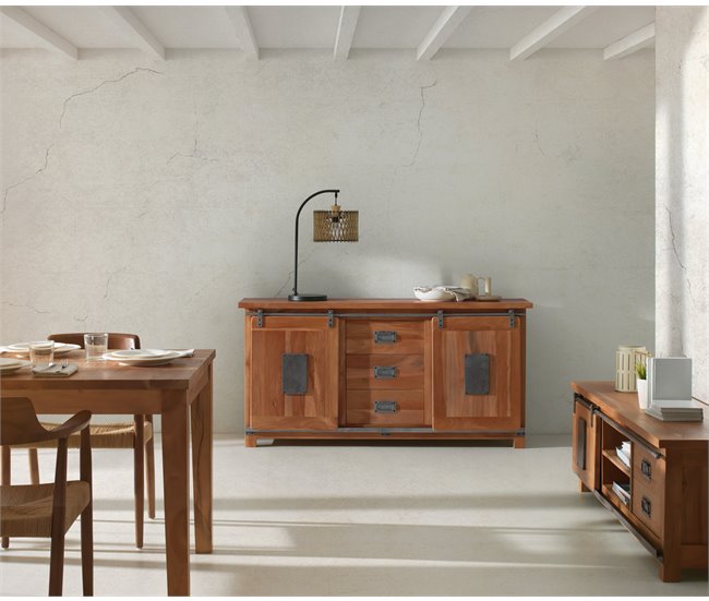 Aparador em madeira maciça de acácia reciclada Madeira