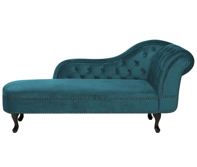 Beliani Chaise longue versão à direita Veludo NIMES Azul/ Verde