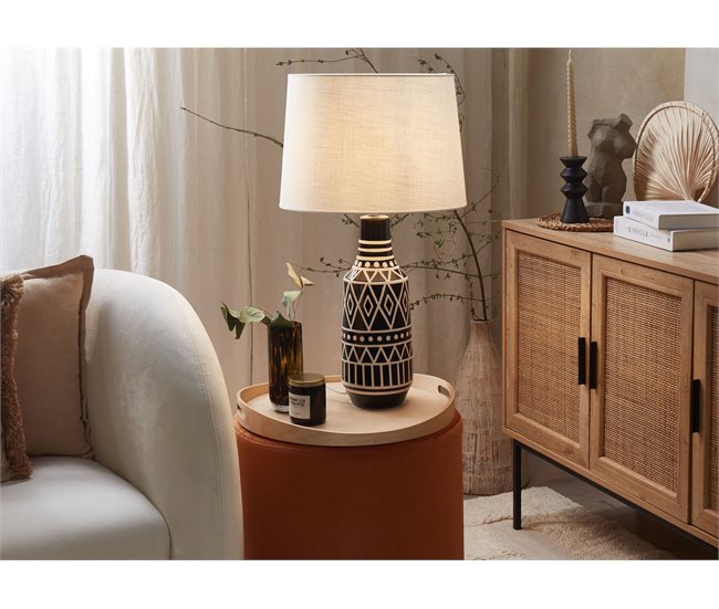 Beliani Candeeiro de mesa SHEBELLE Branco/ Bege
