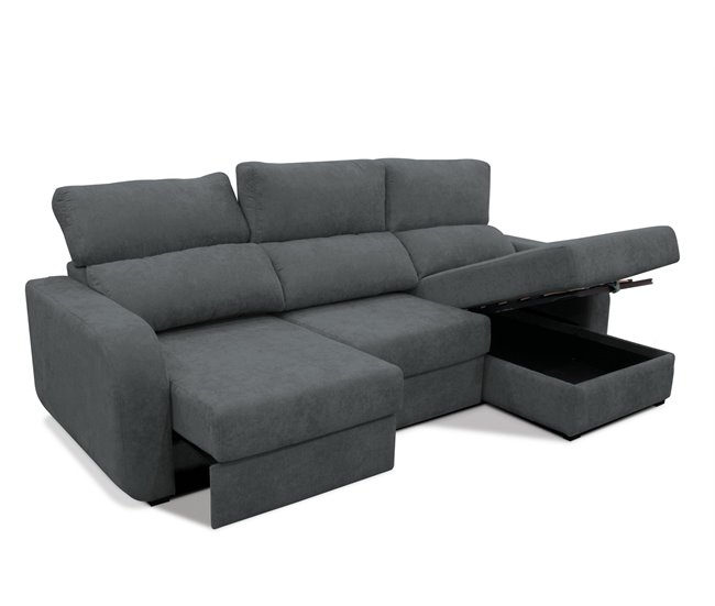 Chaise longue convertível em cama tecido APRIL Cinza