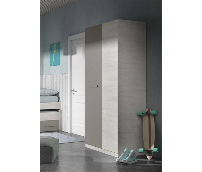 Armário 2 portas com efeito madeira Branco