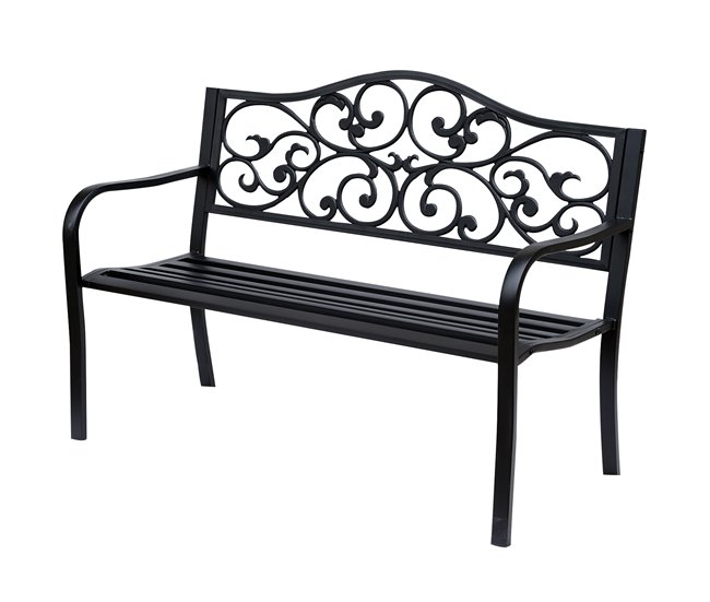 Banco de Jardim Aço e Ferro Fundido Outsunny Preto