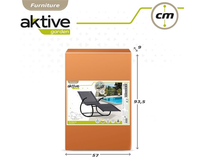 Espreguiçadeira de jardim antracite com almofada Aktive Cinza