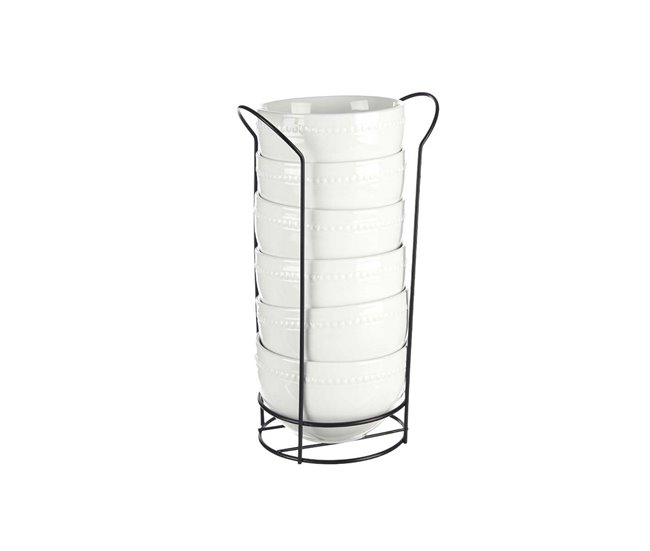 Conjunto de 6 taças em porcelana 800ml + suporte coleção VESSIA Branco