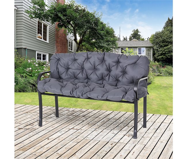 Almofada para Banco com Encosto Poliéster e Algodão Outsunny 150x98 Cinza