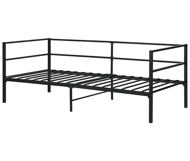 Beliani Cama com estrado Ferro BATTUT Preto