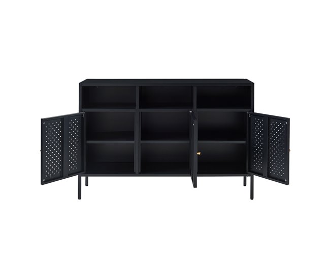 Aparador de aço Janakkala com 3 portas Preto