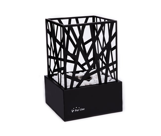 Lareira de mesa a etanol com design em aço esmaltado Preto