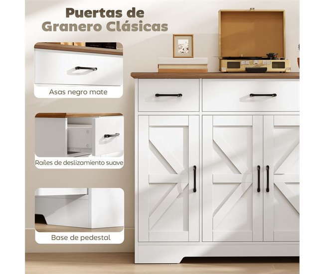 Aparador Melamina de Madeira, MDF HOMCOM Branco